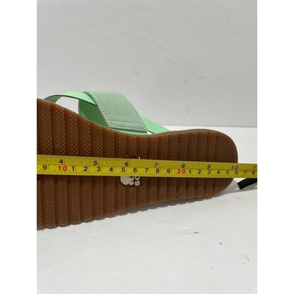 Sorel Sandal Ella Flip Flop Leather Sandal Women’s Green Thong size 7-7.5 - Picture 4 of 5